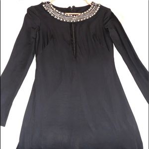 Black sequin bebe dress